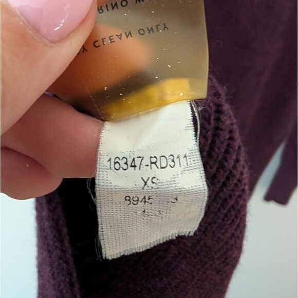 NWOT AYR Merino Wool Purple Ribbed Sweater Knit Slit Comfy Warm Size XS Luxury - Picture 6 of 6